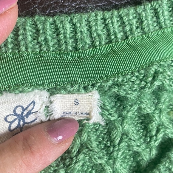 Anthropologie wool blend cable knit pull over sweater green size small - Picture 4 of 7